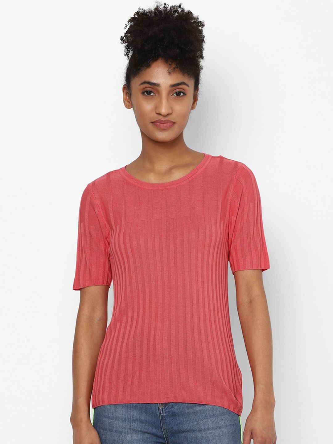 Allen Solly Woman Pink Striped Top Price in India