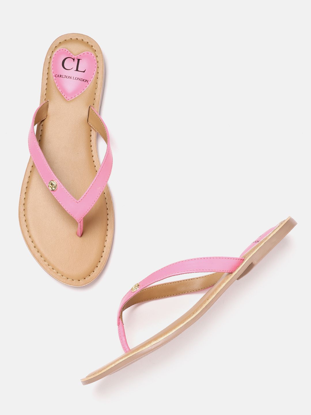 Carlton London Women Pink Solid Open Toe Flats Price in India