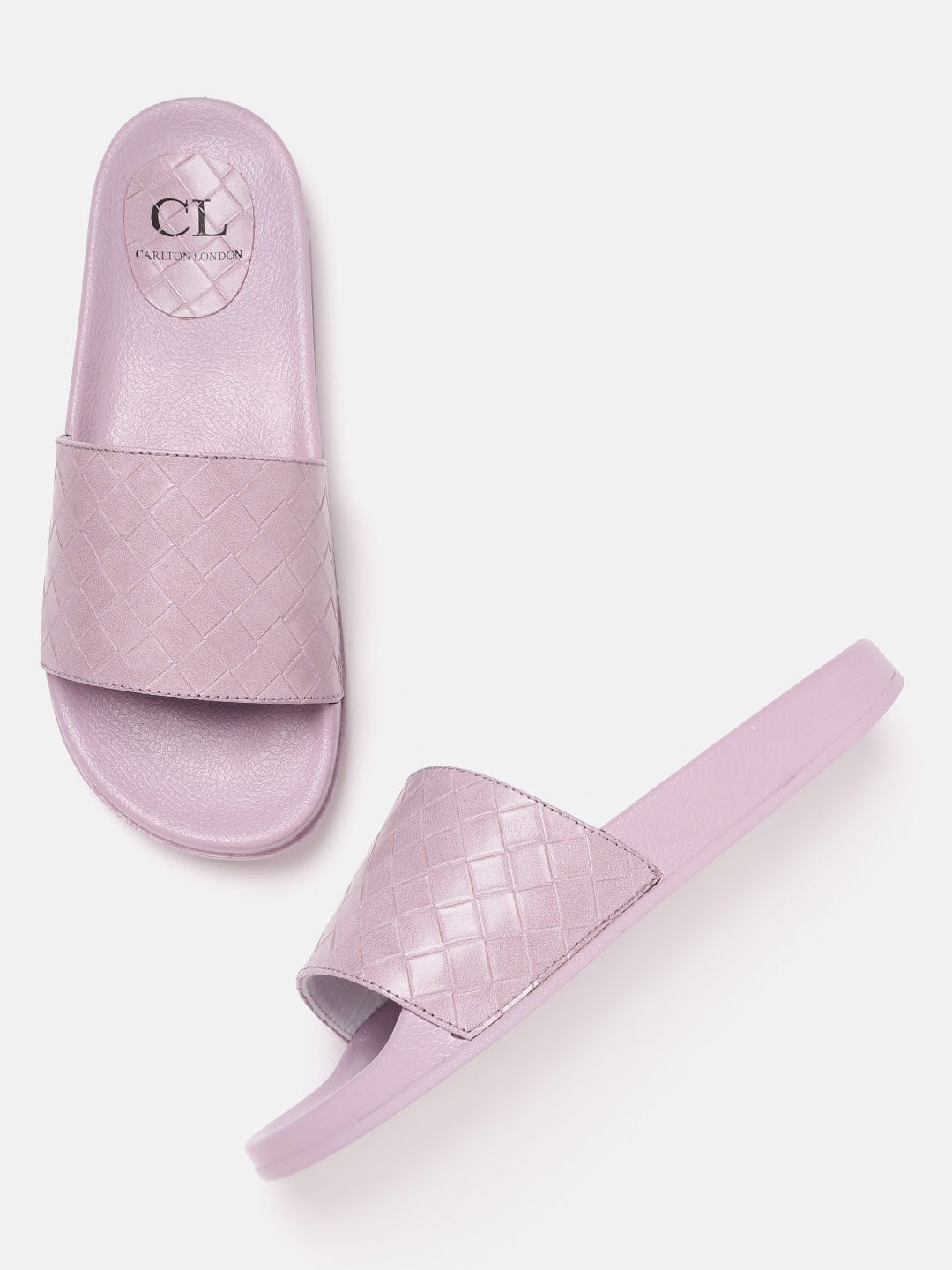 Carlton London Women Lavender Basketweave Textured Open Toe Flats Price in India