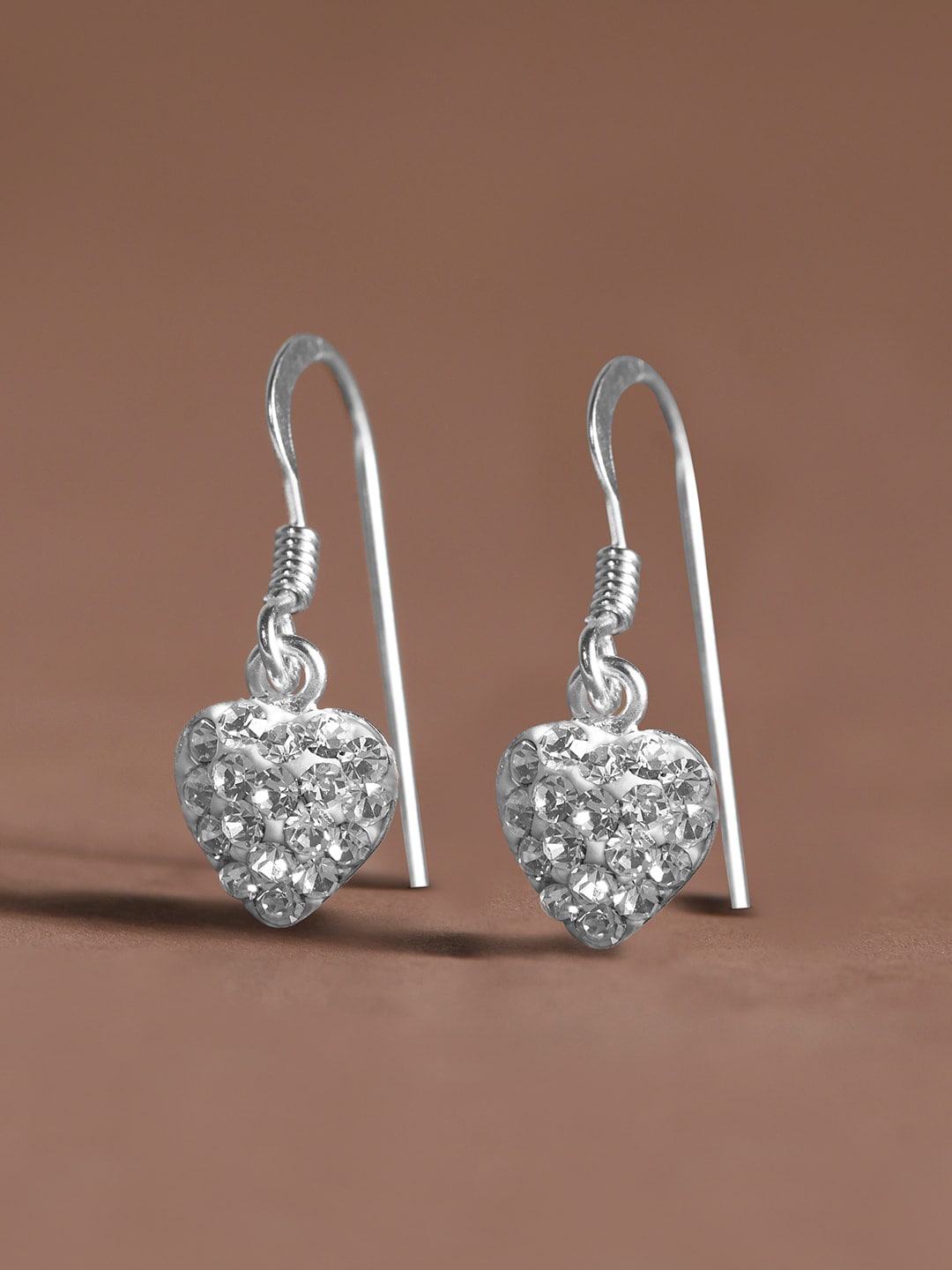 Accessorize Women 925 Pure Sterling Silver Pave Heart Short Drop Earring Price in India