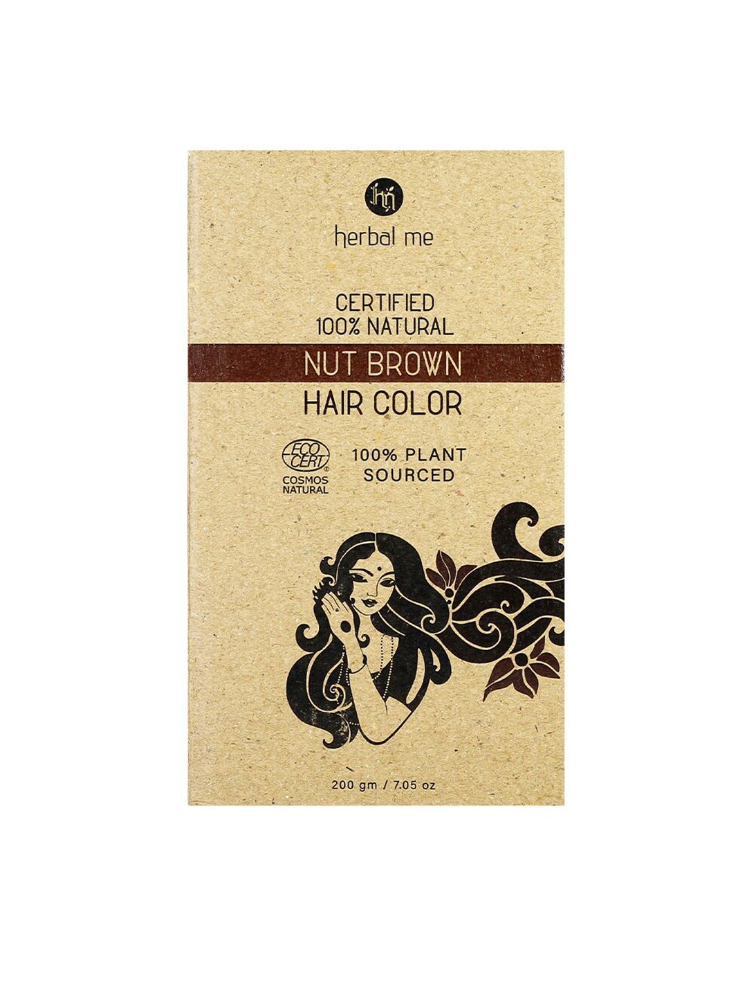 HERBAL ME Certified 100% Natural Hair Colour 200 g - Nut Brown Price in India