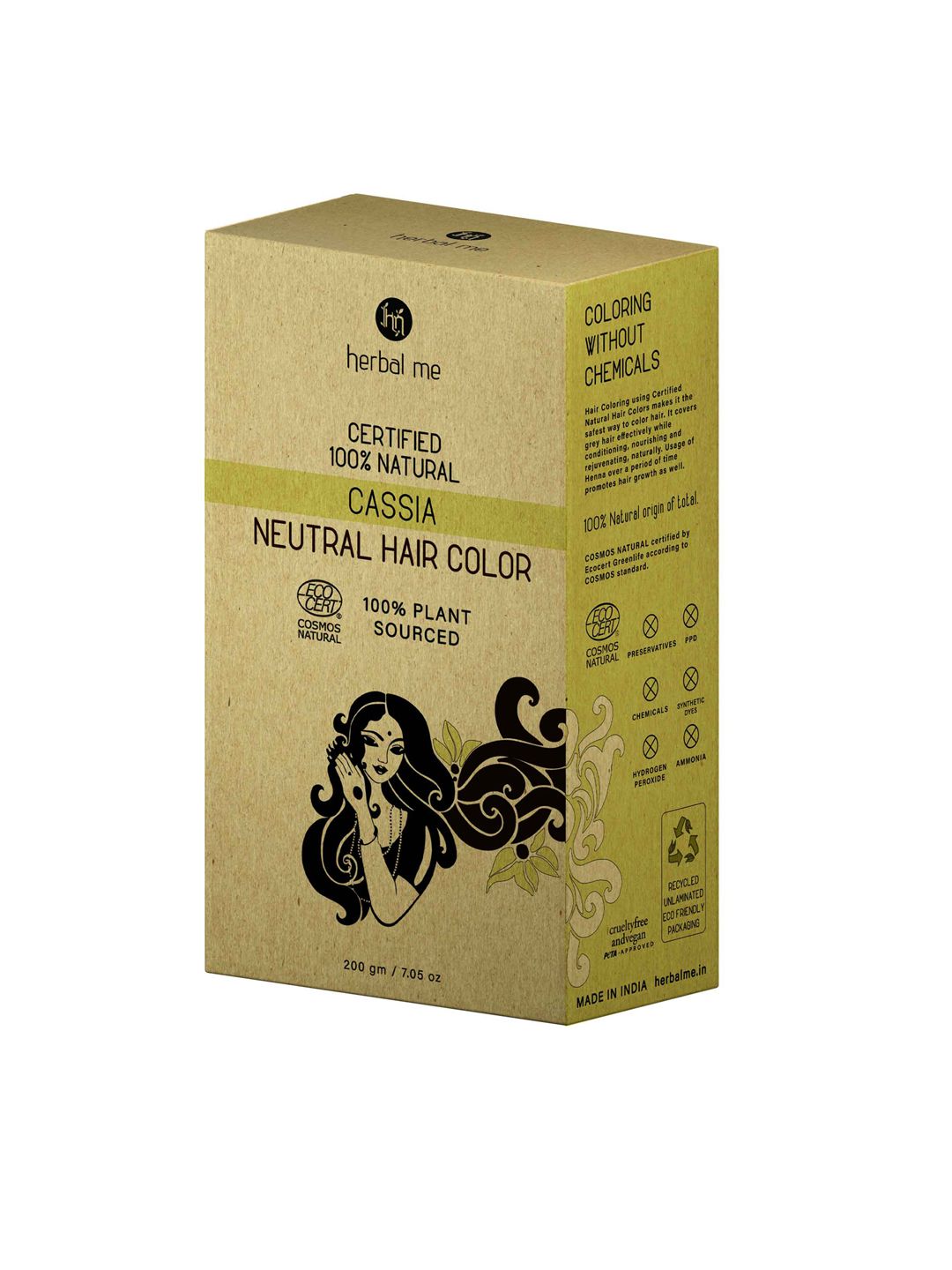 HERBAL ME Certified 100% Natural Neutral Hair Colour 200 g - Cassia