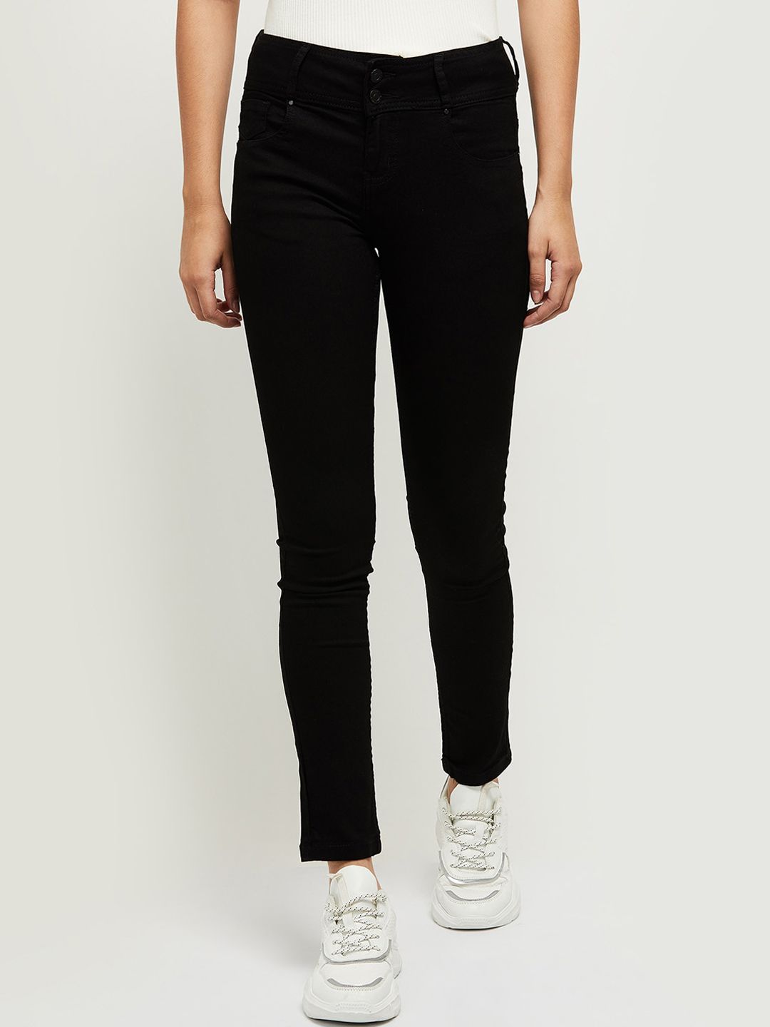 max Women Black Mid-Rise Jeans Price in India