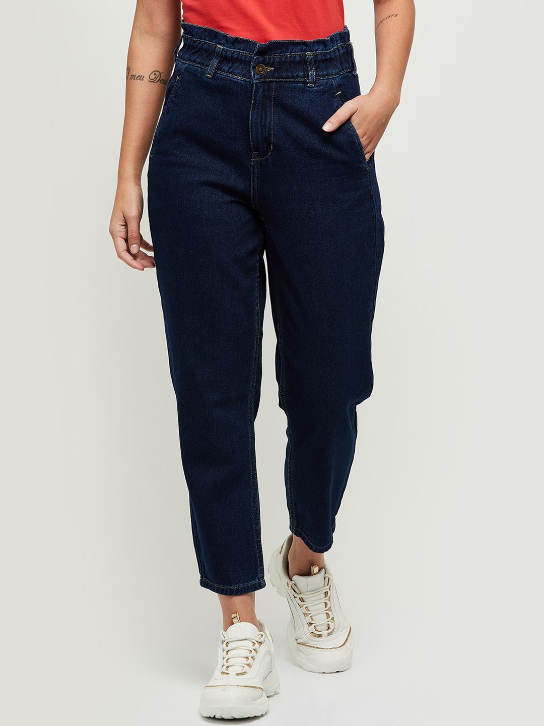 max Women Dark Blue Clean Look Regular Fit Cotton Jeans Price in India