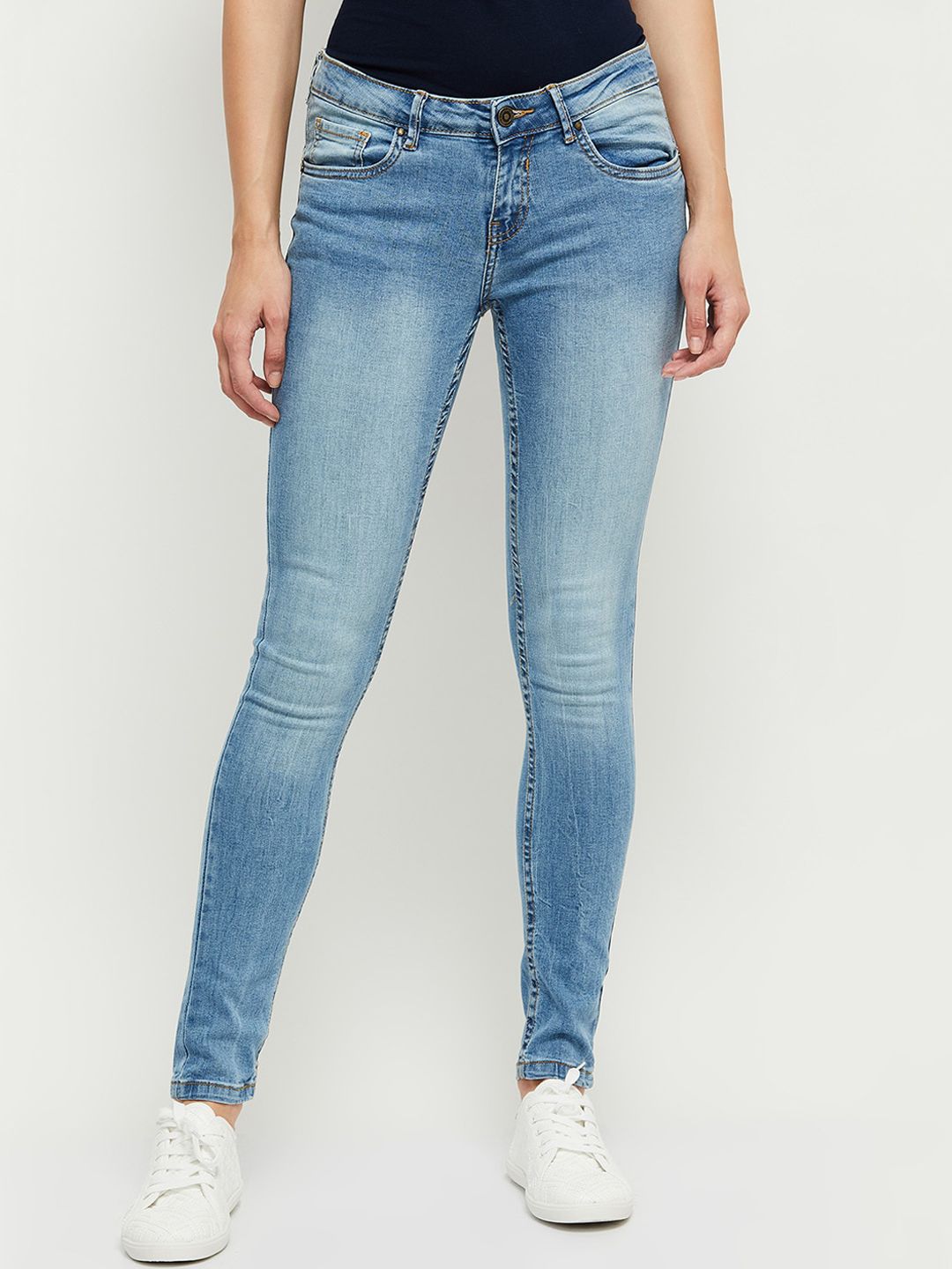 max Women Blue Heavy Fade Jeans Price in India