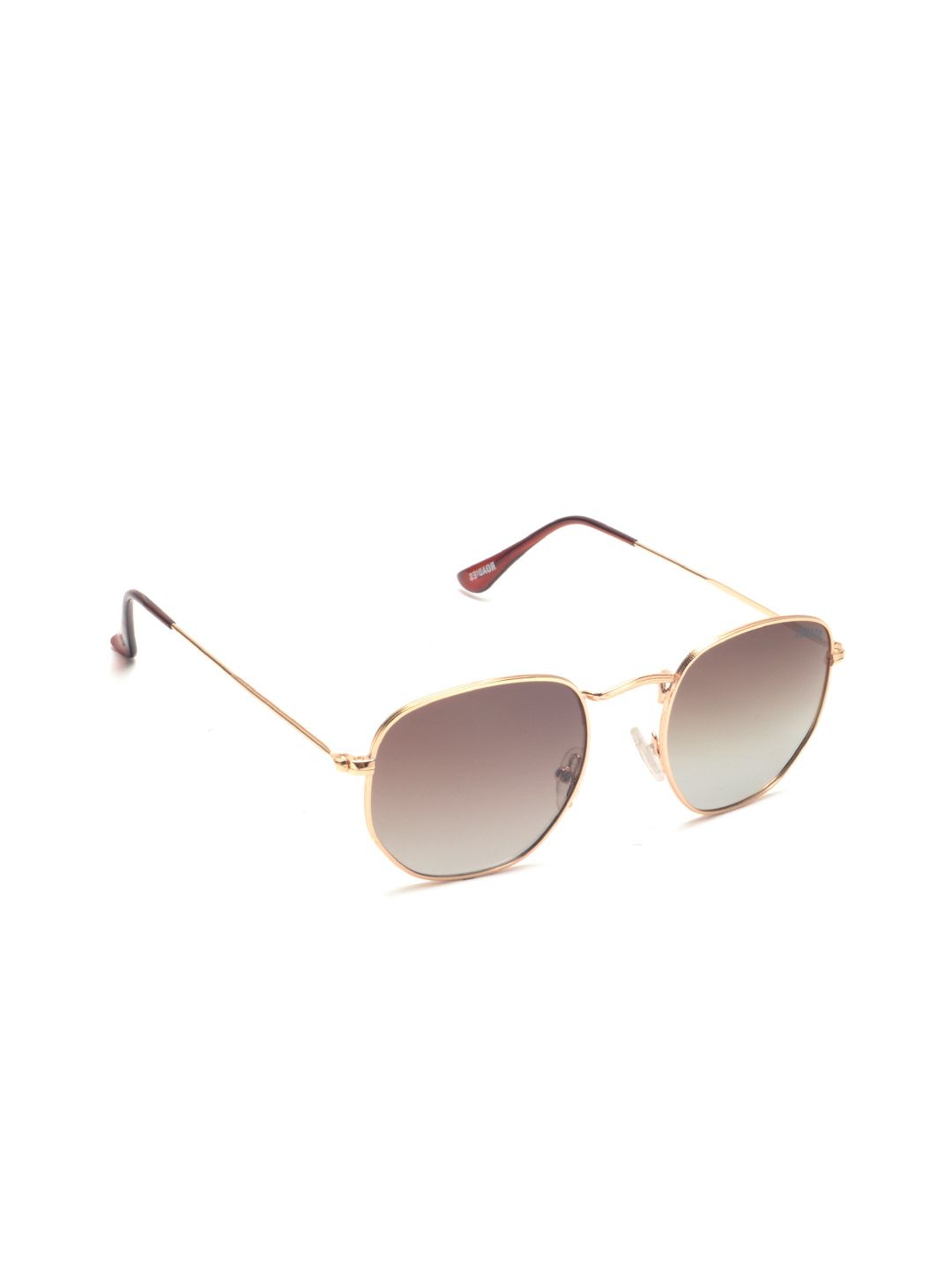 Roadies Unisex Brown Lens & Gold-Toned Oversized Sunglasses with Polarised Lens Price in India