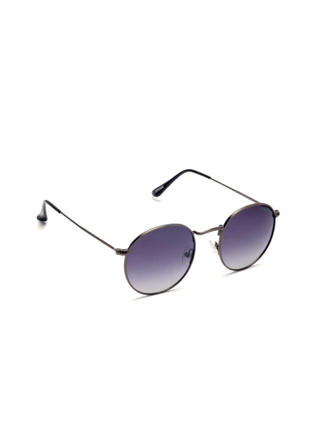 Roadies Unisex Blue Lens & Gunmetal-Toned Round Sunglasses with Polarised Lens