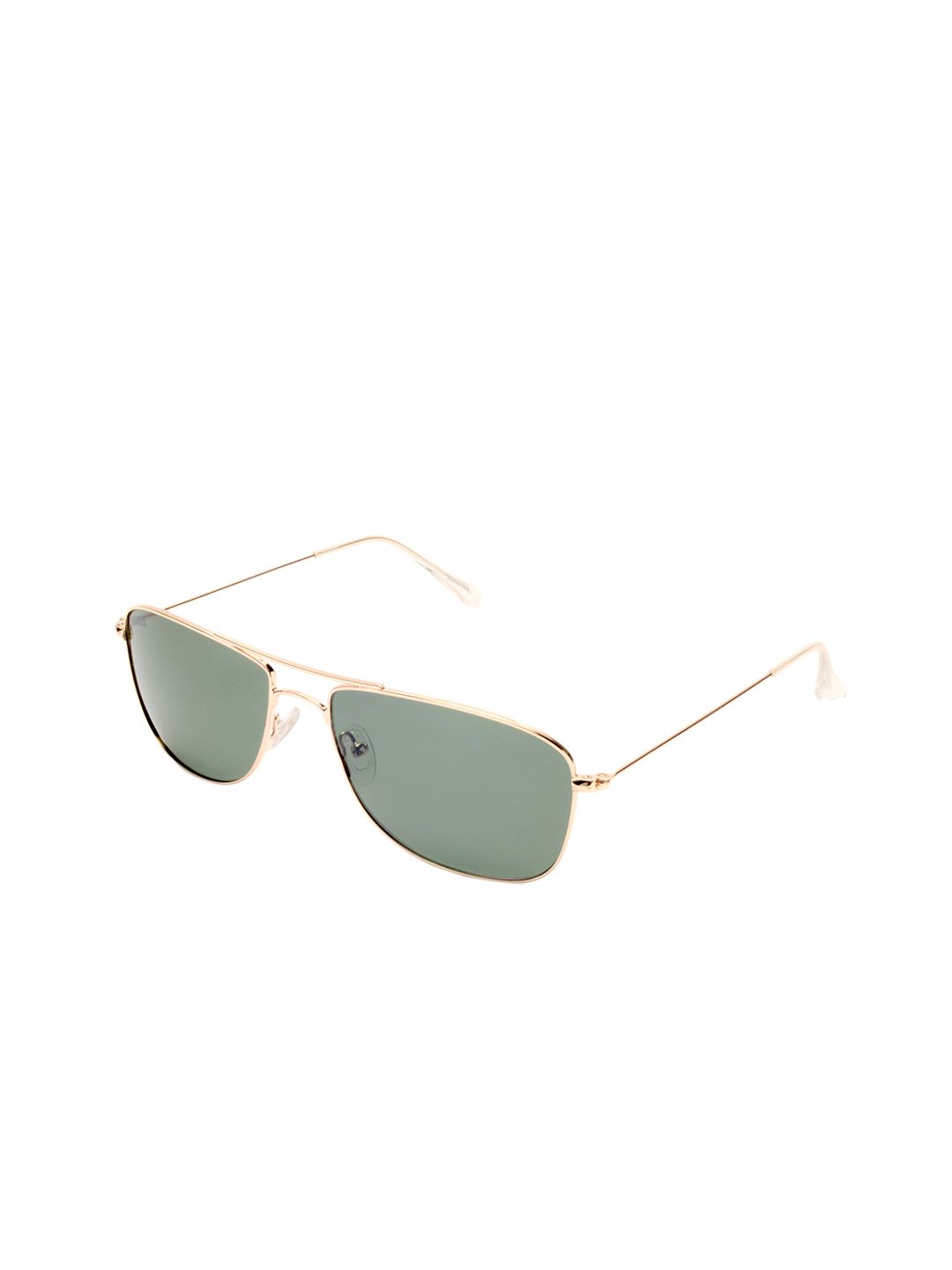 Roadies Unisex Green Lens & Gold-Toned Rectangle Sunglasses with Polarised Lens Price in India