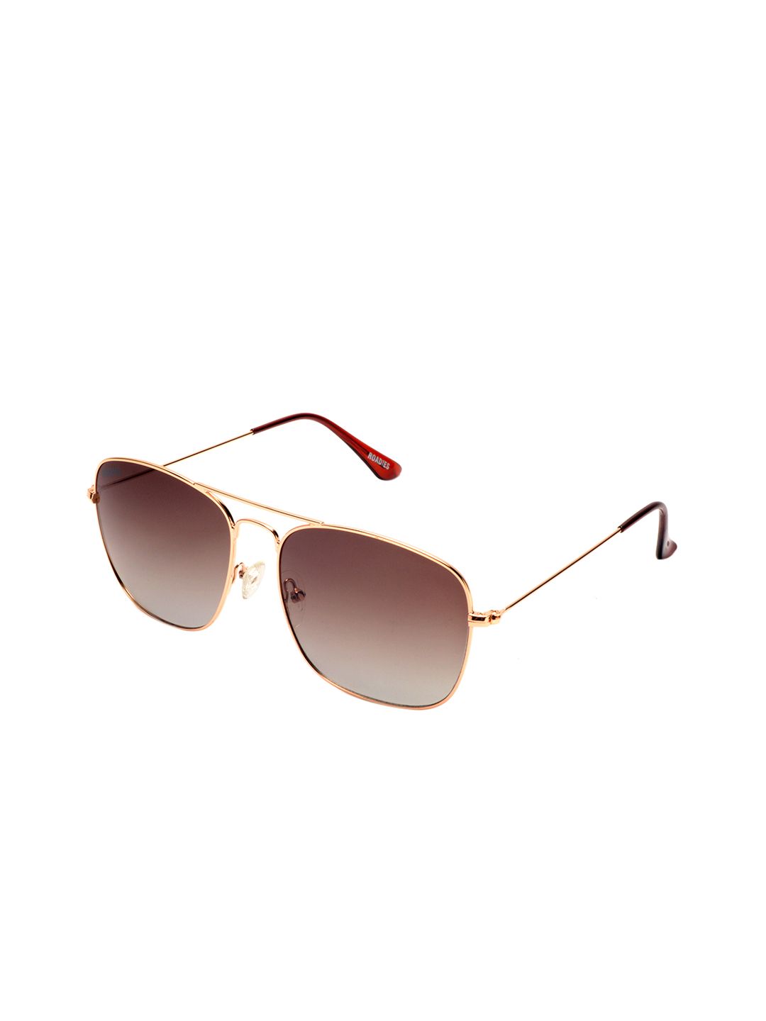 Roadies Unisex Brown Lens & Gold-Toned Square Sunglasses with Polarised Lens