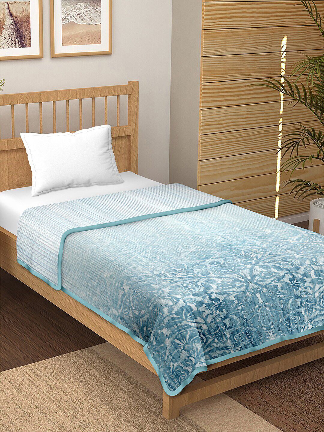 BELLA CASA Blue AC Pure Cotton Reversible Room Single Bed Dohar Price in India