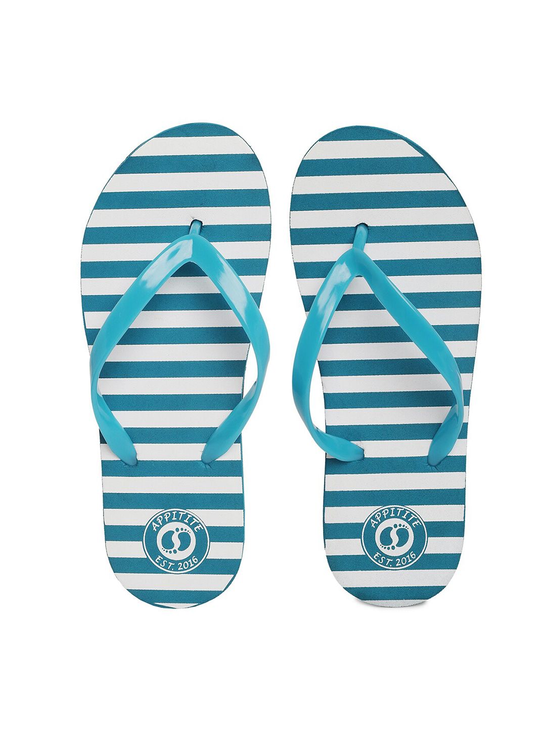 APPITITE Women Blue & White Printed Rubber Slip-On Price in India