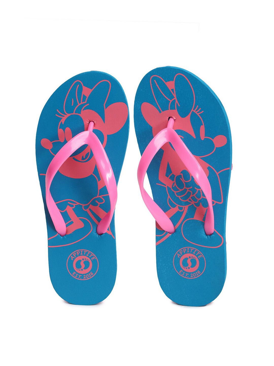 APPITITE Women Blue & Pink Printed Rubber Slip-On Price in India