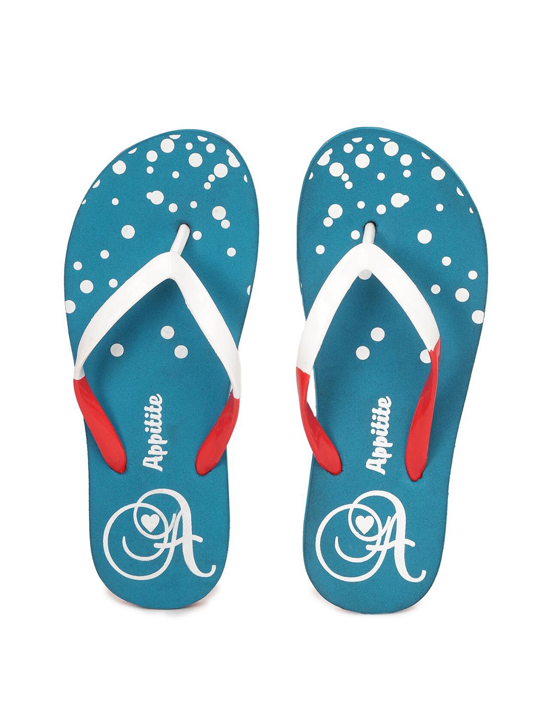 APPITITE Women Blue & White Printed Rubber Slip-On Price in India