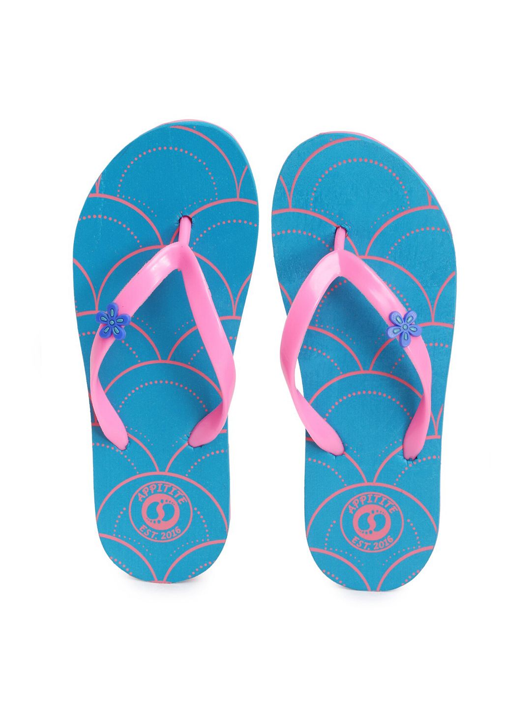 APPITITE Women Blue Printed Rubber Thong Flip-Flops Price in India