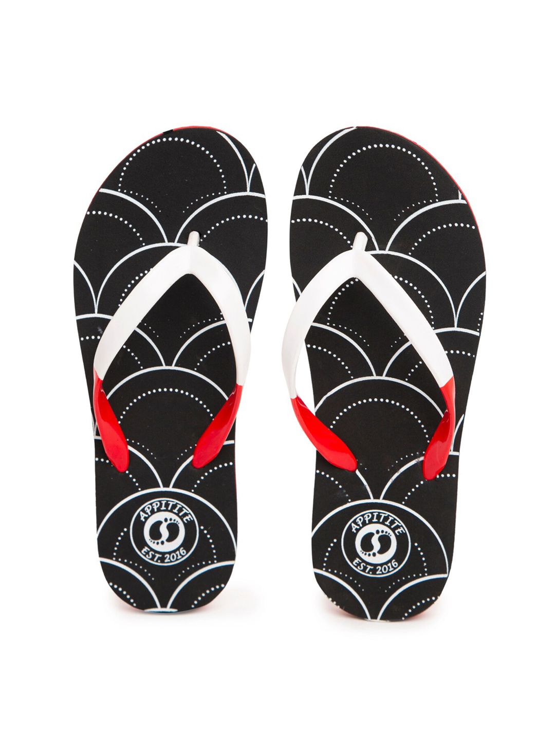 APPITITE Women Black & White Printed Rubber Thong Flip-Flops Price in India