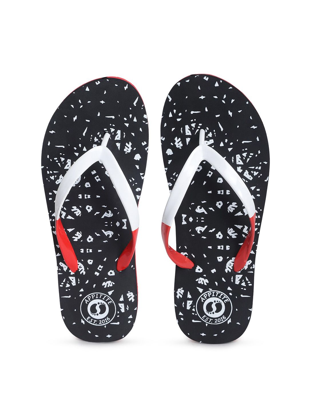 APPITITE Women Black & White Printed Rubber Thong Flip-Flops Price in India