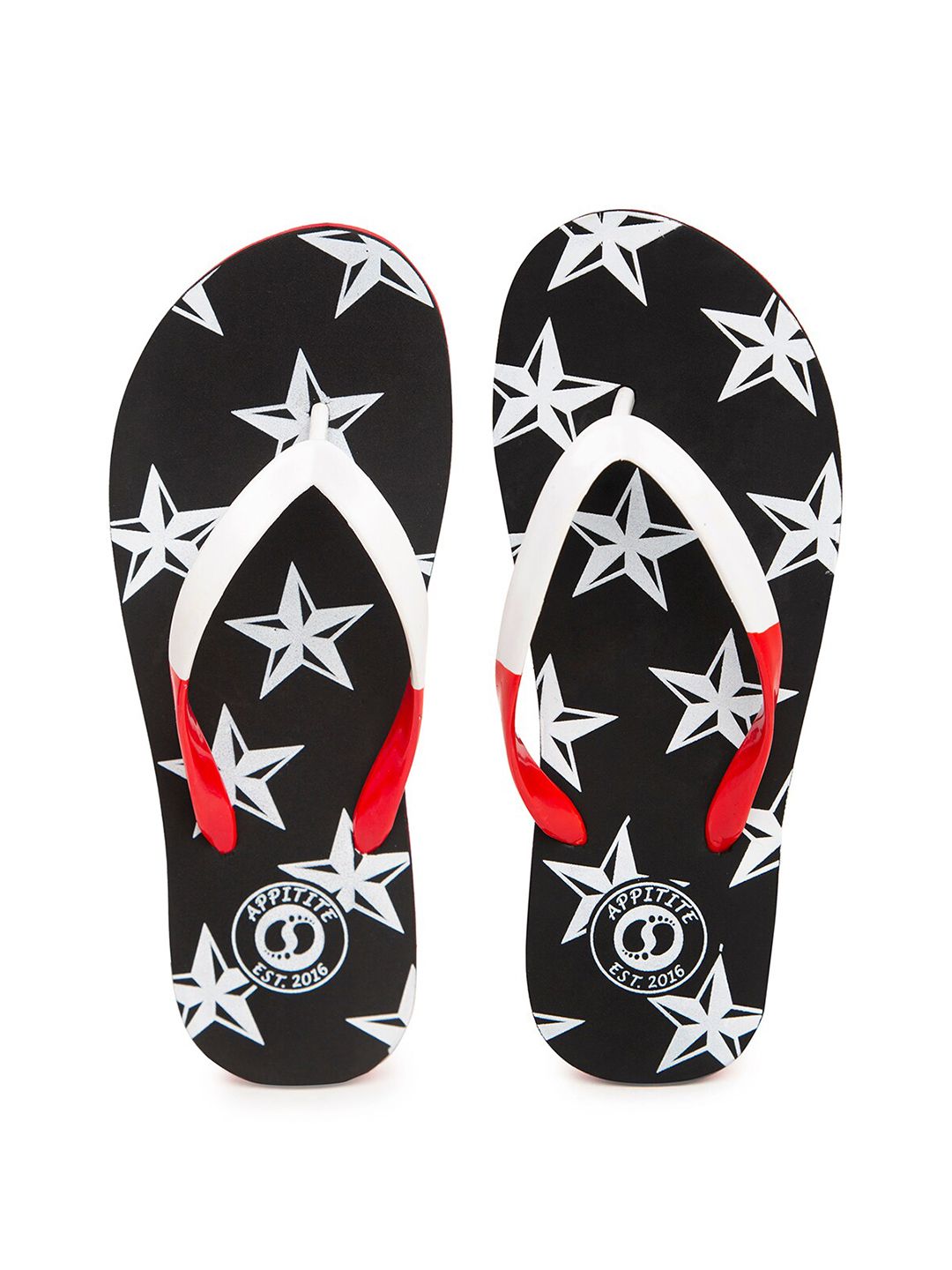 APPITITE Women Black & White Printed Rubber Slip-On Price in India