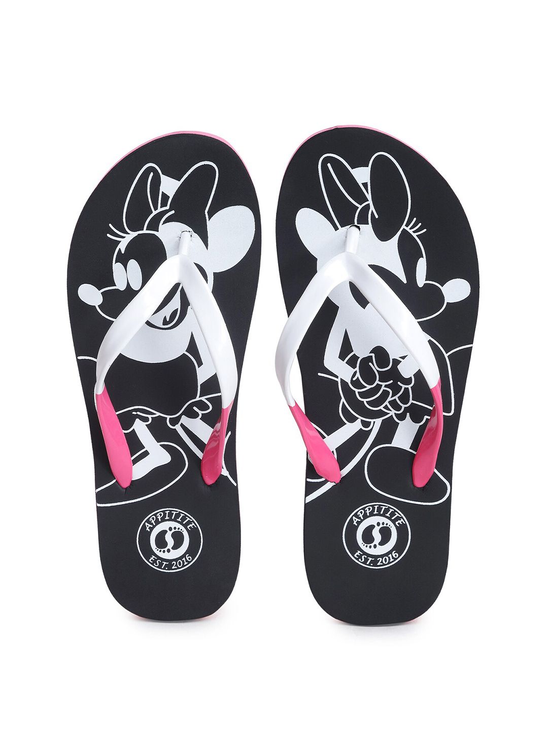 APPITITE Women Black & White Printed Rubber Slip-On Price in India