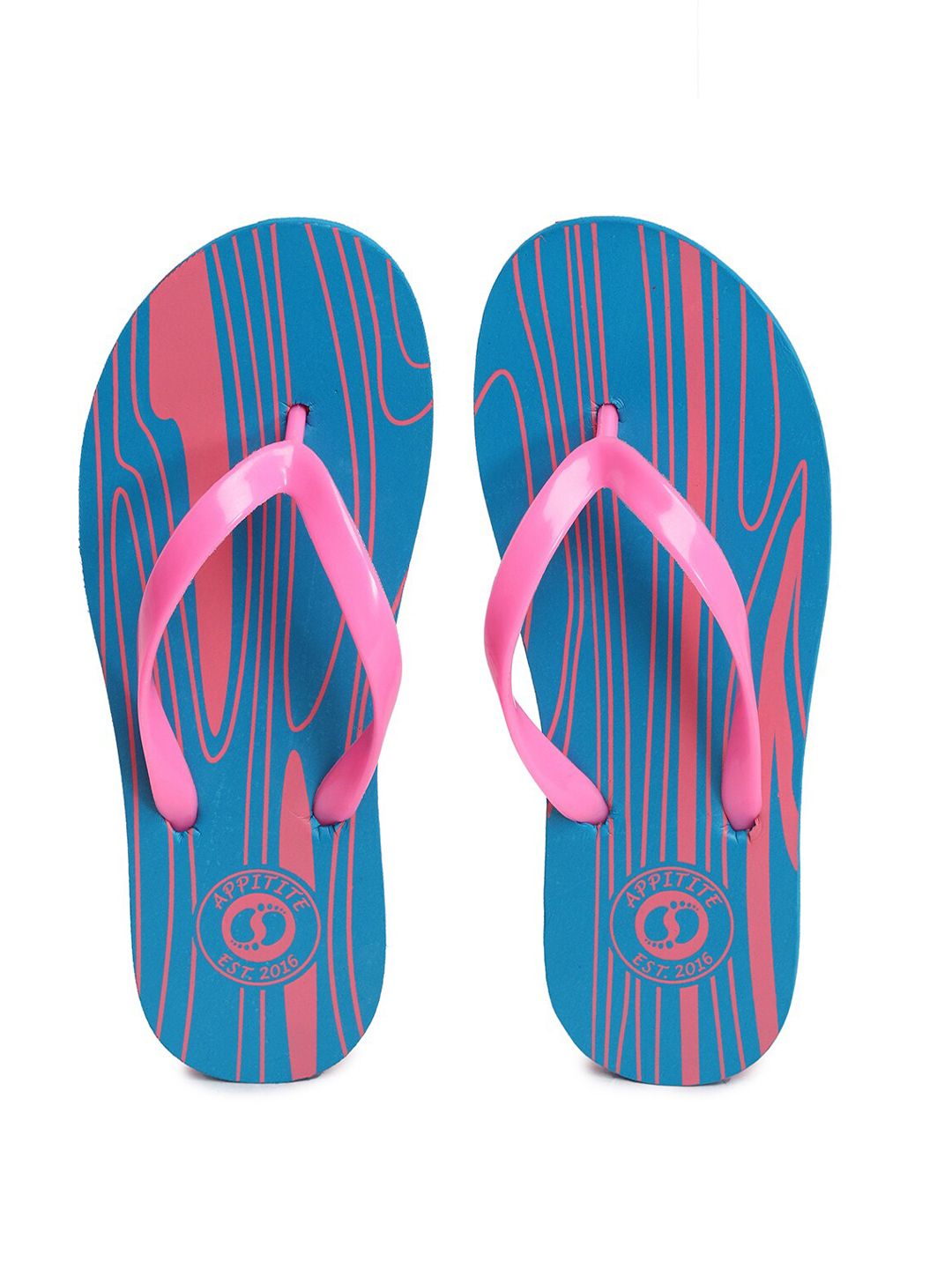 APPITITE Women Blue & Pink Printed Rubber Slip-On Price in India