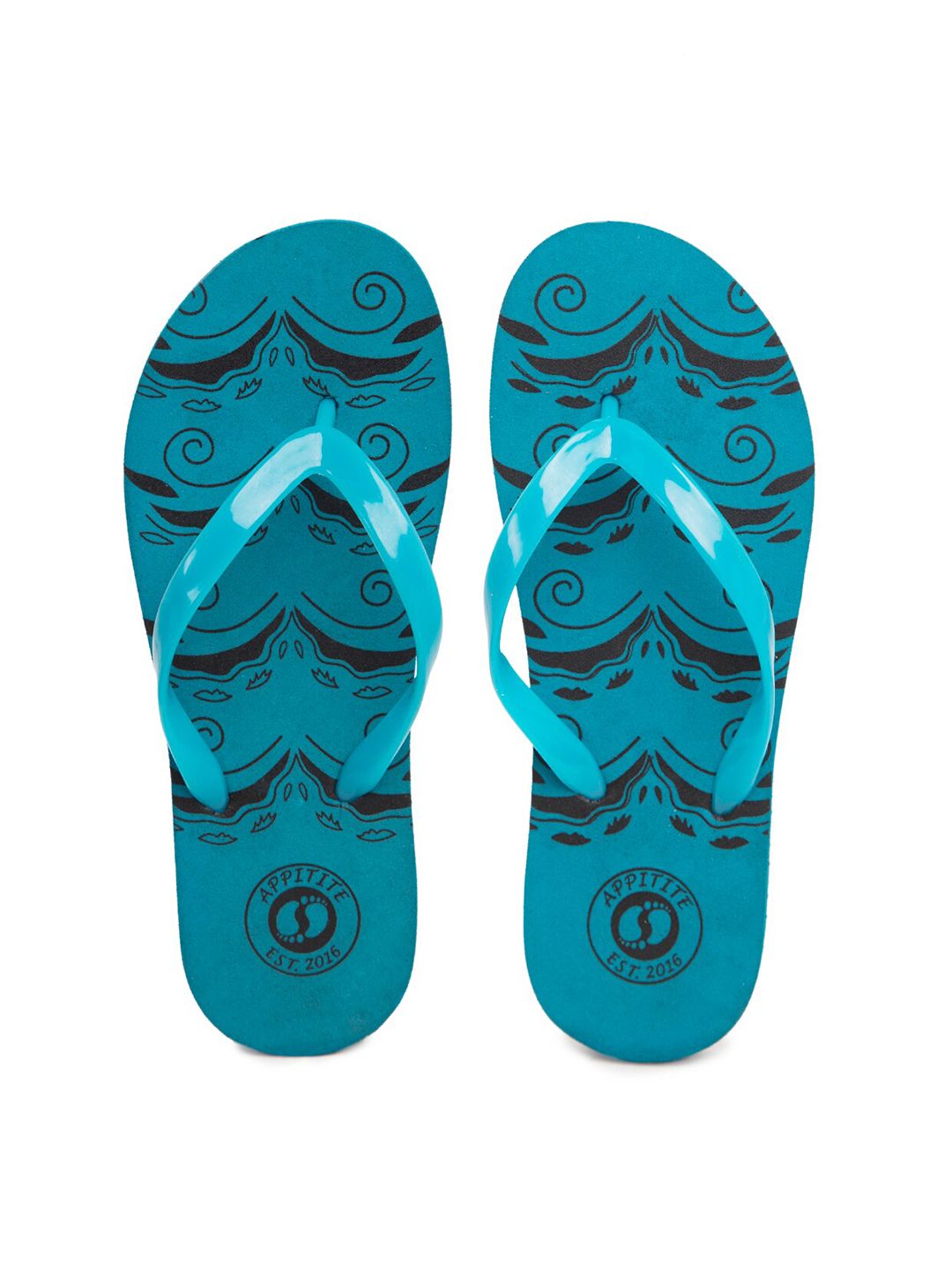 APPITITE Women Blue Printed Rubber Slip-On Price in India