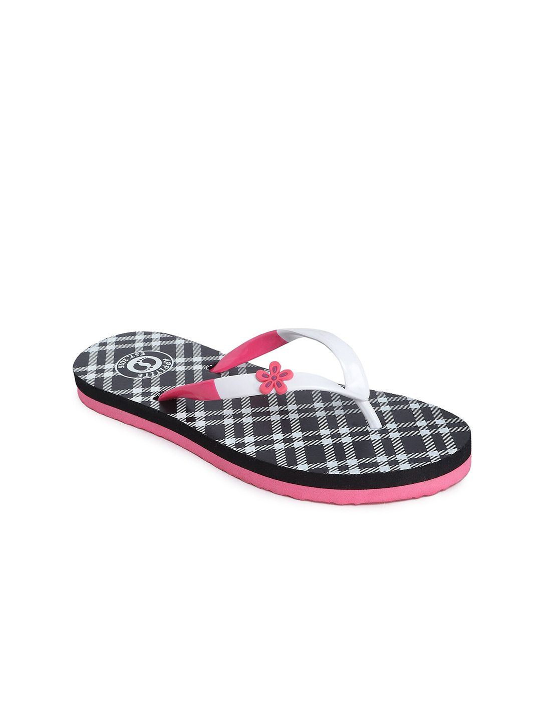 APPITITE Women Black & White Printed Rubber Thong Flip-Flops Price in India