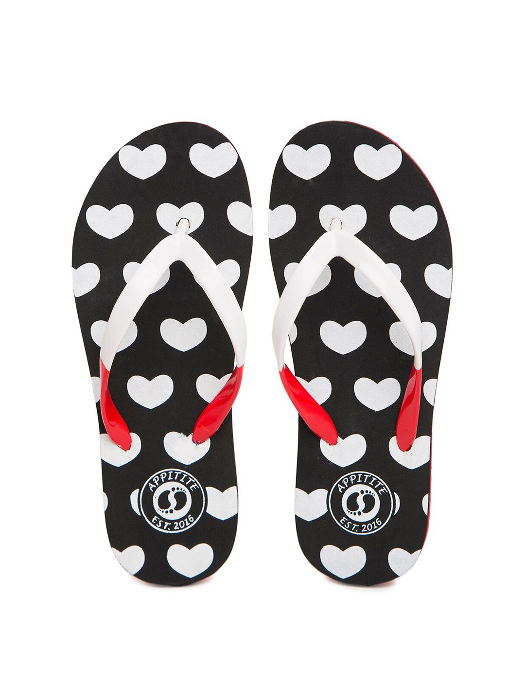 APPITITE Women Black & White Printed Rubber Slip-On Price in India