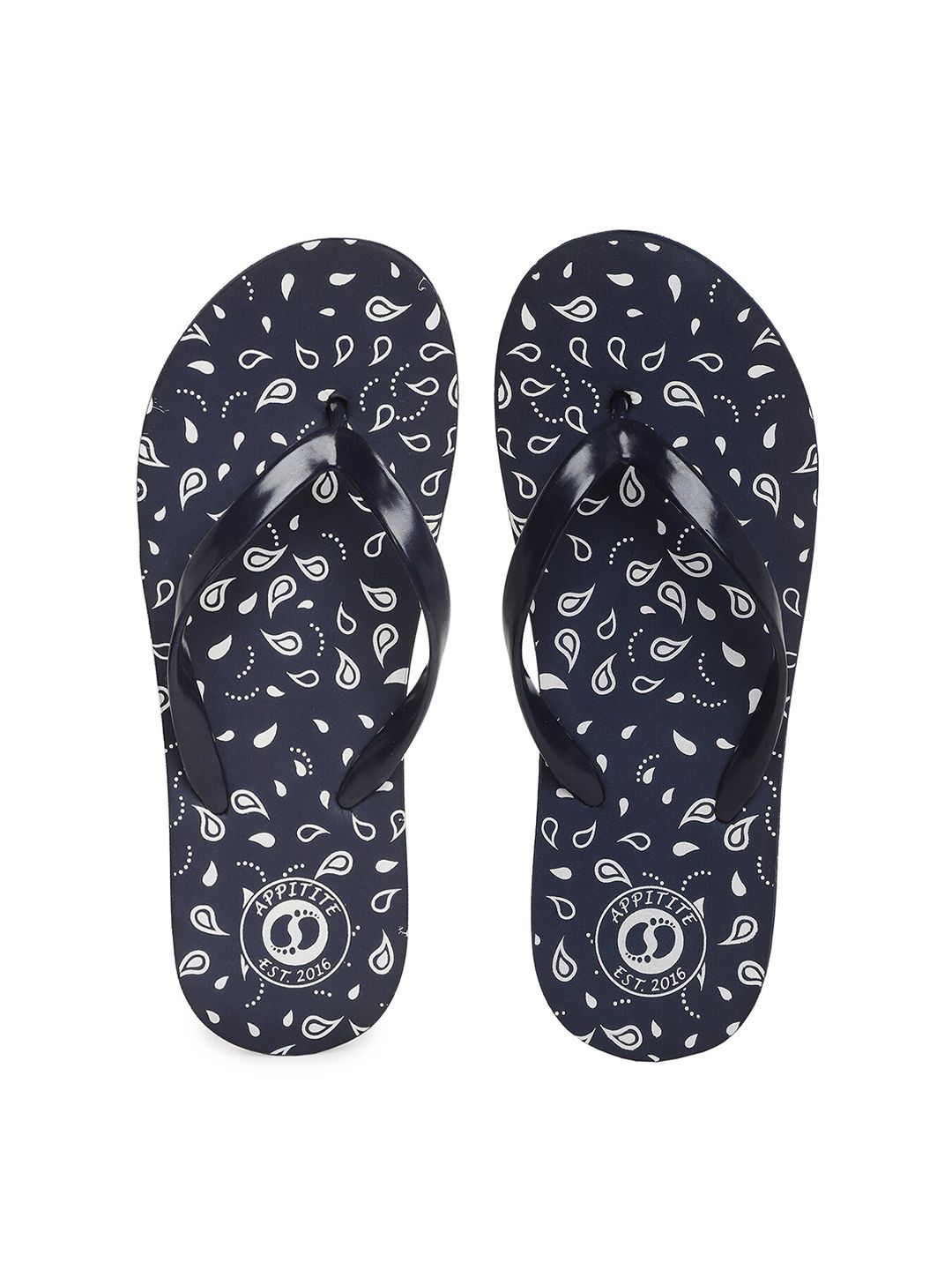 APPITITE Women Black & White Printed Rubber Thong Flip-Flops Price in India