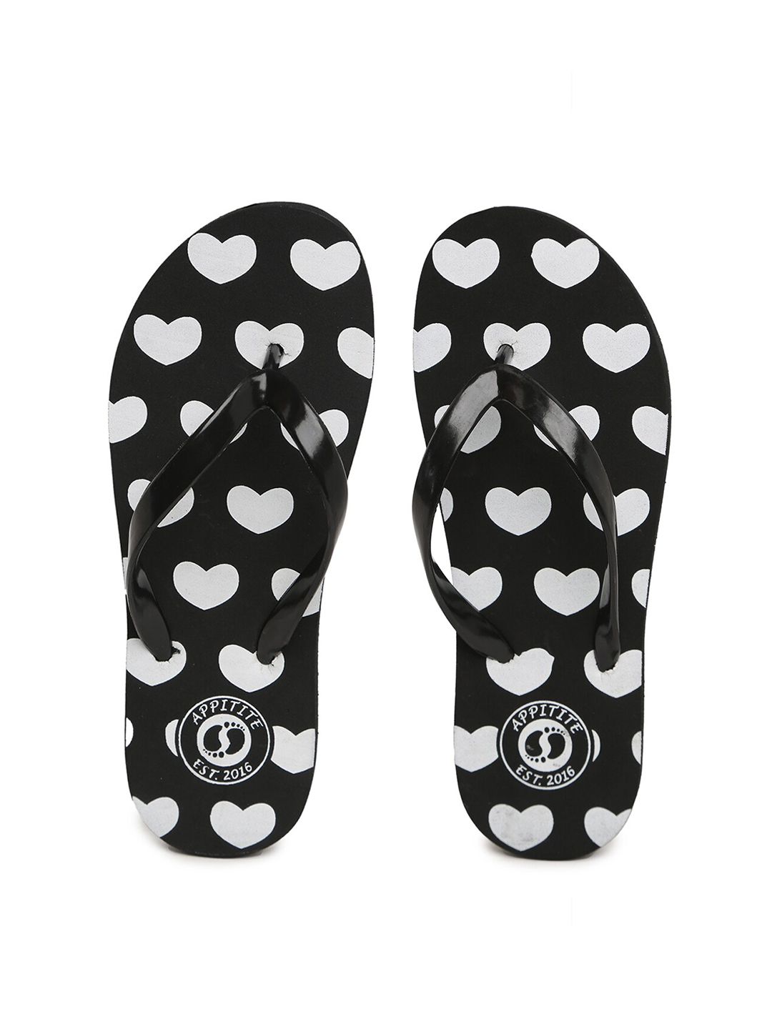 APPITITE Women Black & White Printed Rubber Thong Flip-Flops Price in India