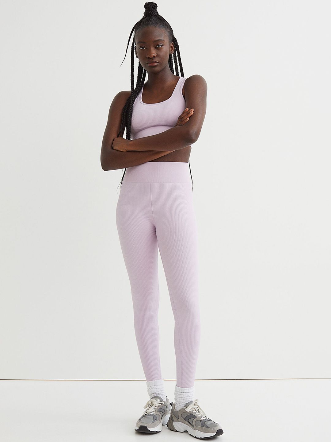 H&M Women Lavender Seamless Sports Tights Price in India