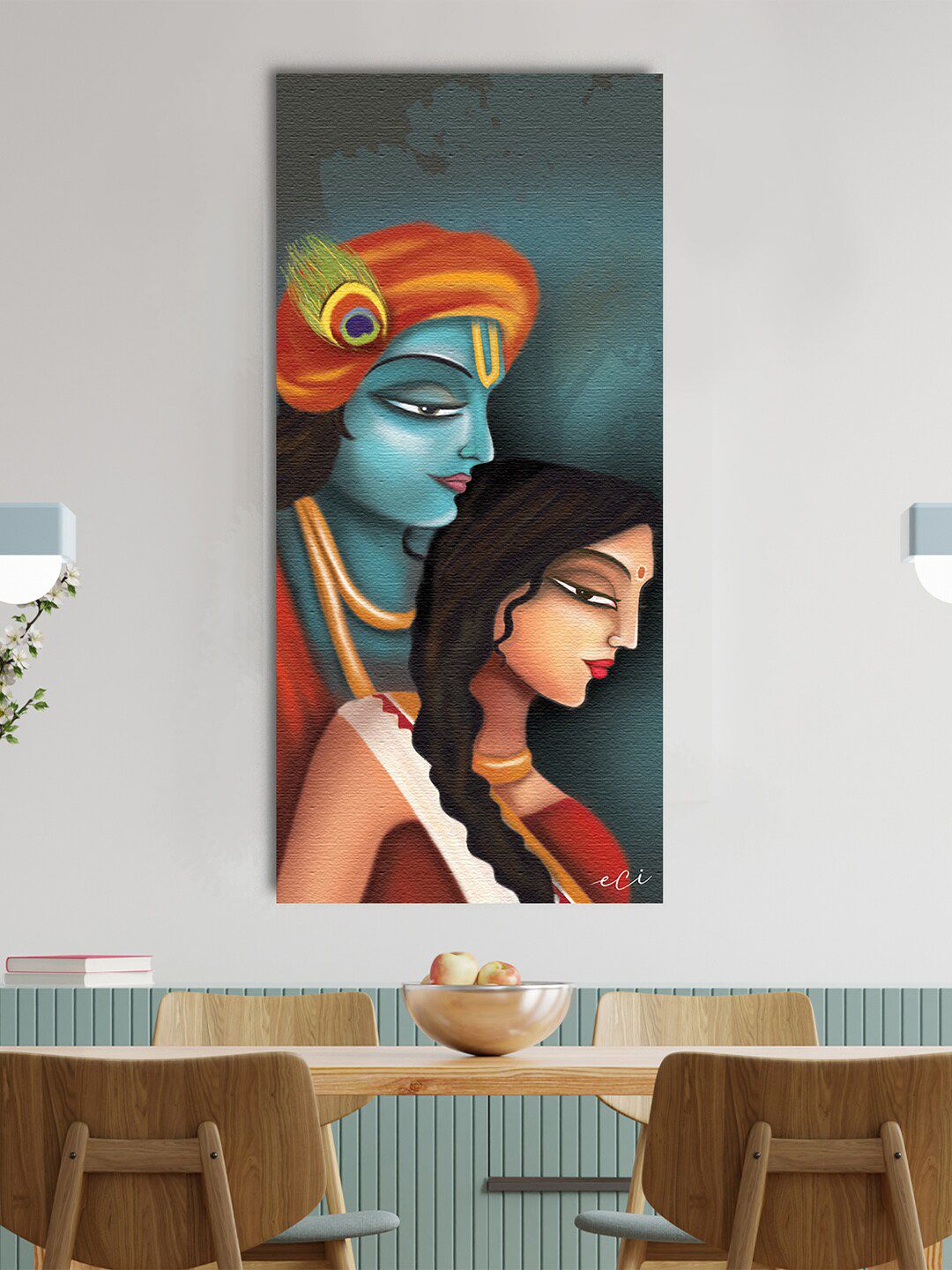 eCraftIndia Blue Hare Krishna Wall Painting Price in India