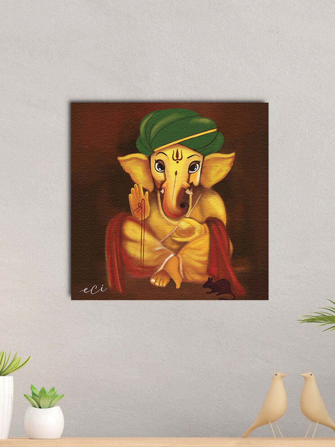 eCraftIndia Multi God Ganesha Spiritual Canvas Printed Wall Painting Price in India