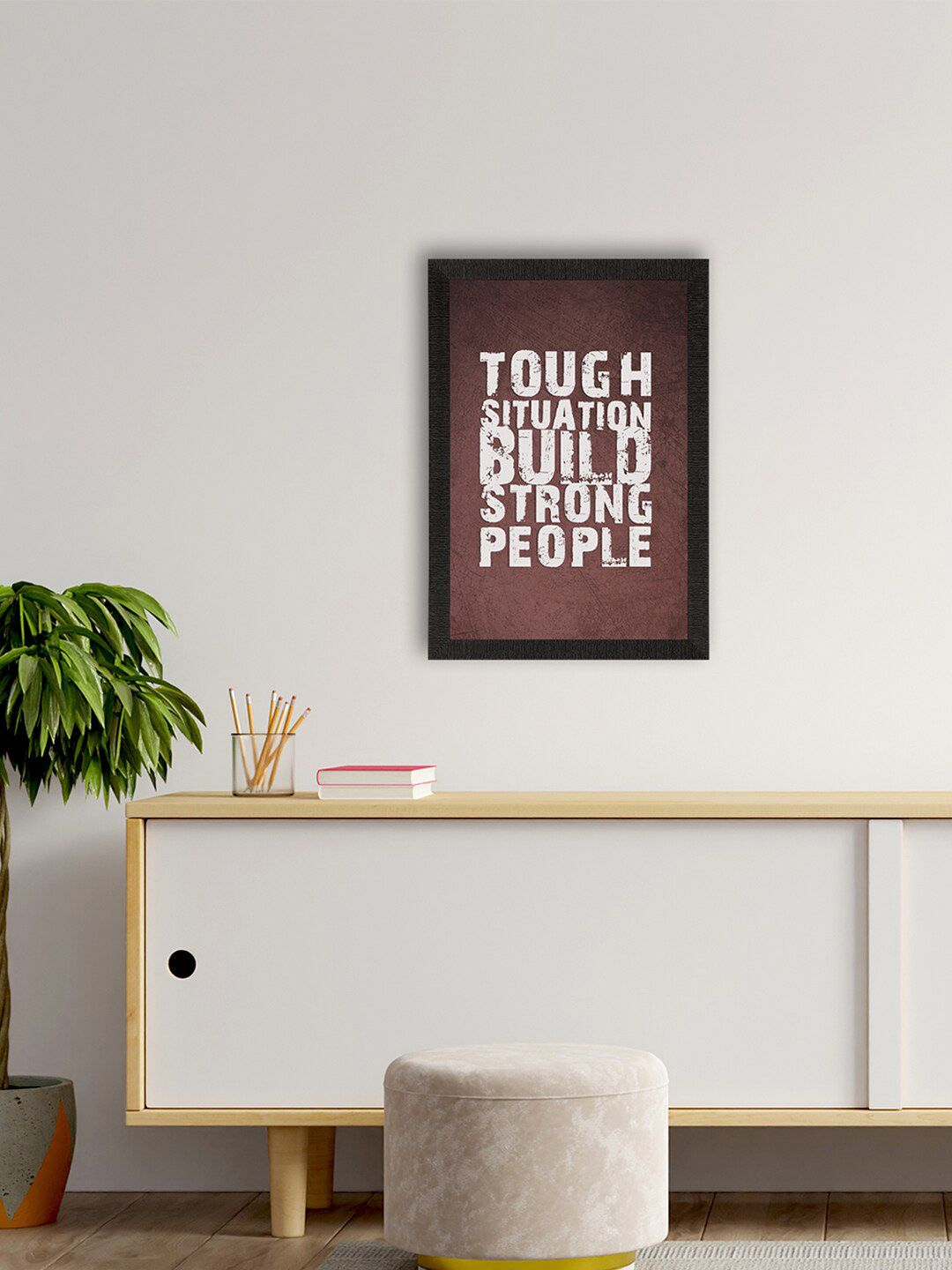 eCraftIndia Brown & White Motivational Quote Satin Matt Texture UV Framed Wall Art Price in India