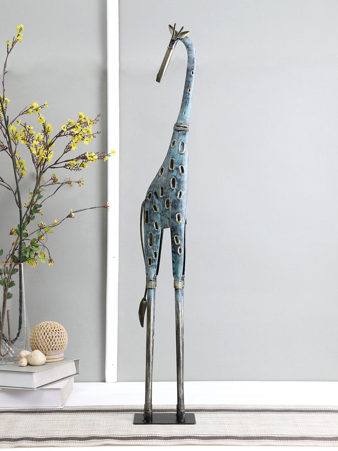 Aapno Rajasthan Pristine and Blue Toned Giraffe Showpiece Price in India