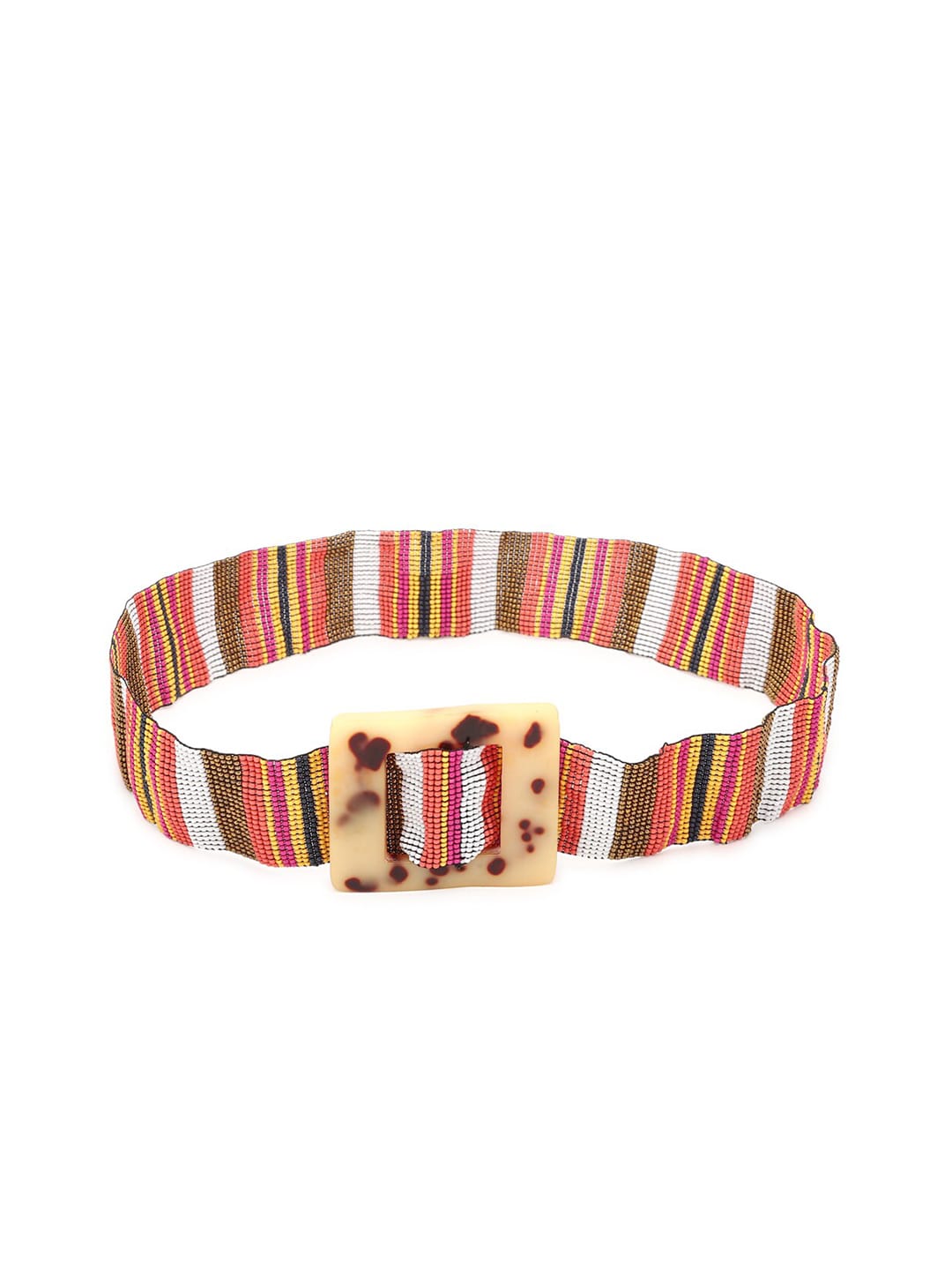 FOREVER 21 Women Peach-Coloured Striped Belt Price in India