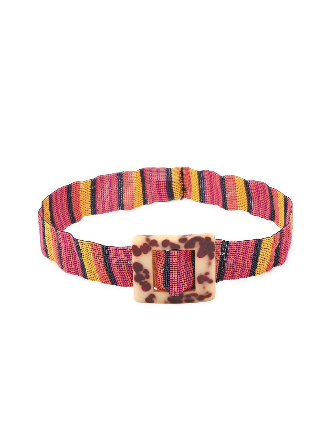 FOREVER 21 Women Pink Wide Printed Belt Price in India