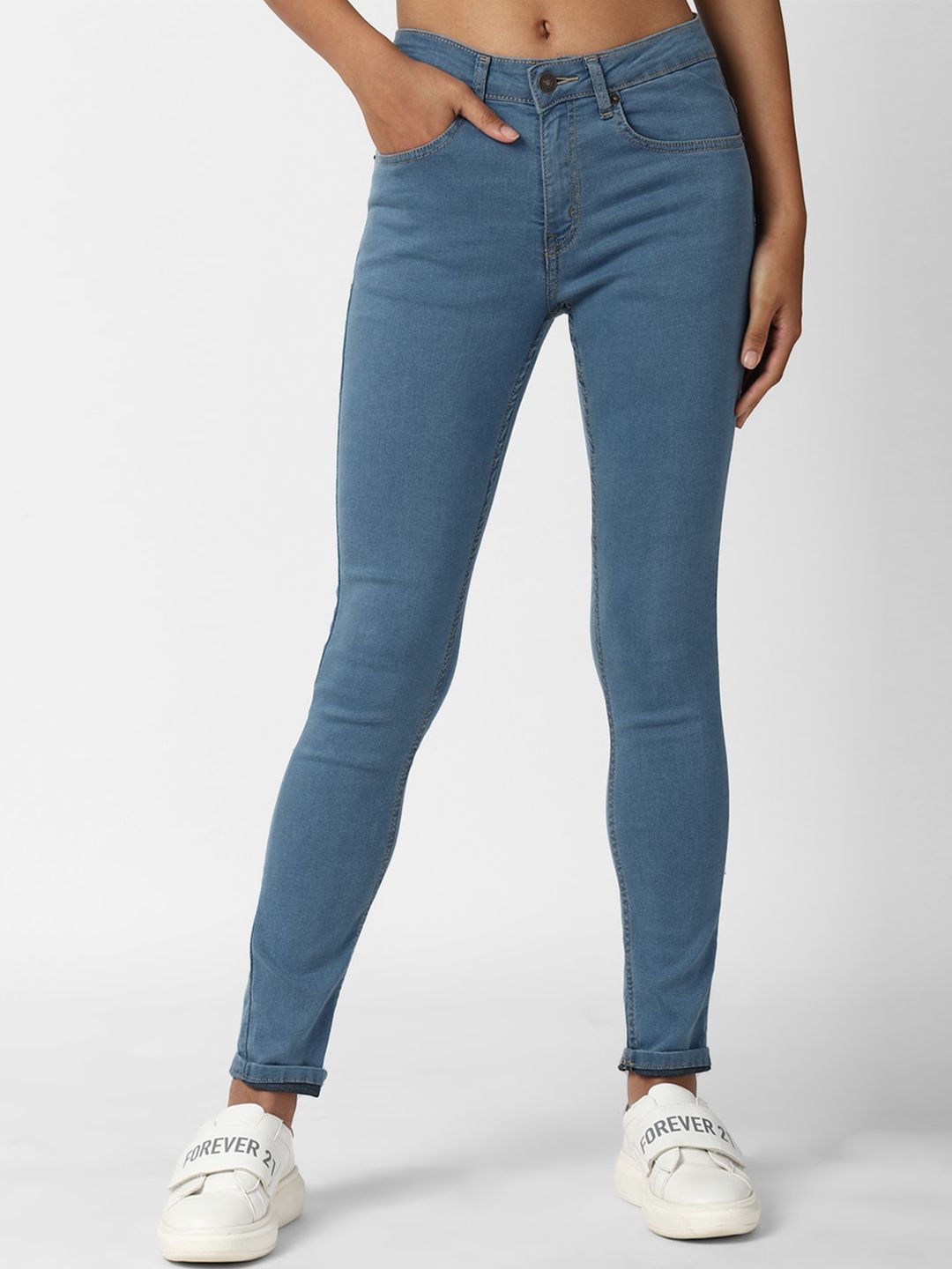 FOREVER 21 Women Blue Stretchable Jeans Price in India