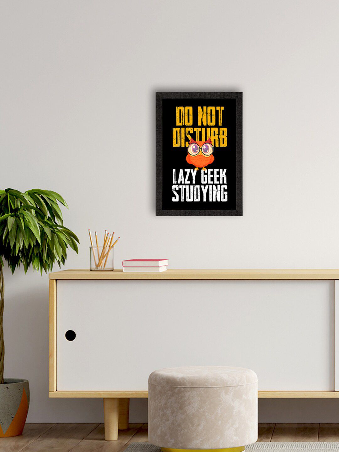 eCraftIndia Multi Colored "Do Not Disturb" Quotes Printed UV Art Framed Wall Art Price in India