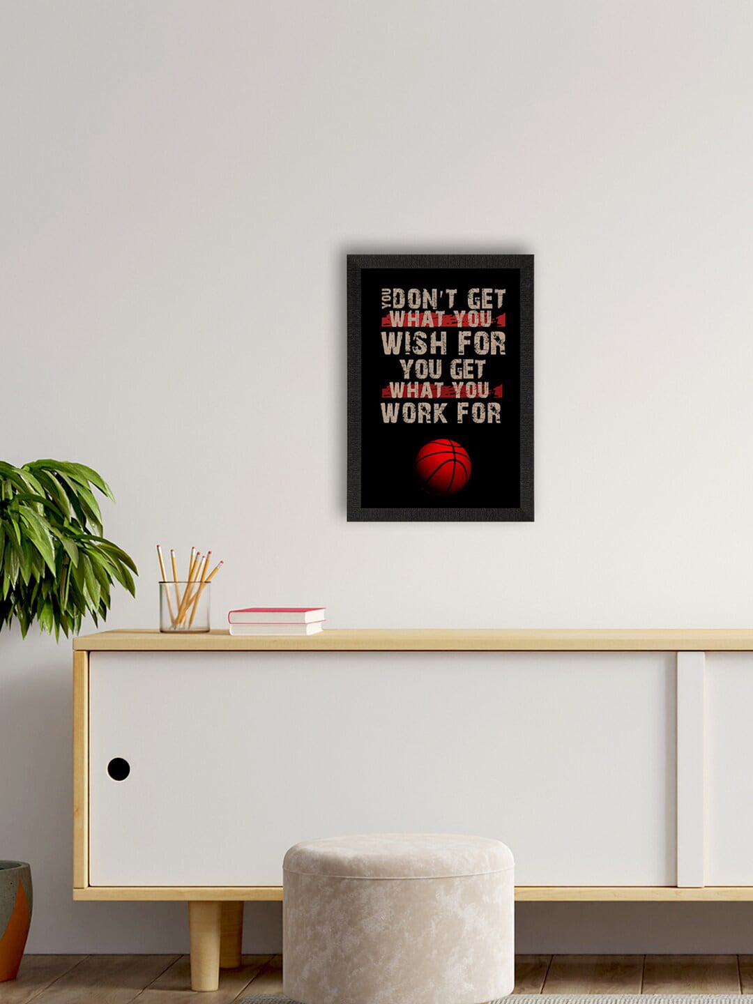eCraftIndia Black & Beige Motivational Quote Printed Framed Wall Art Price in India