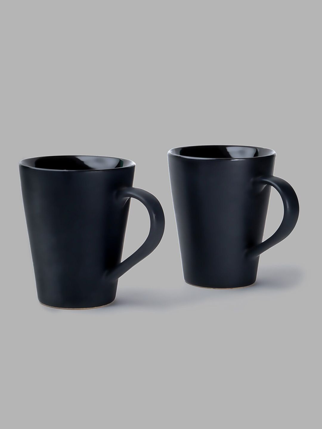 SHAY Black Solid Stoneware Glossy Mugs Set of Cups and Mugs Price in India