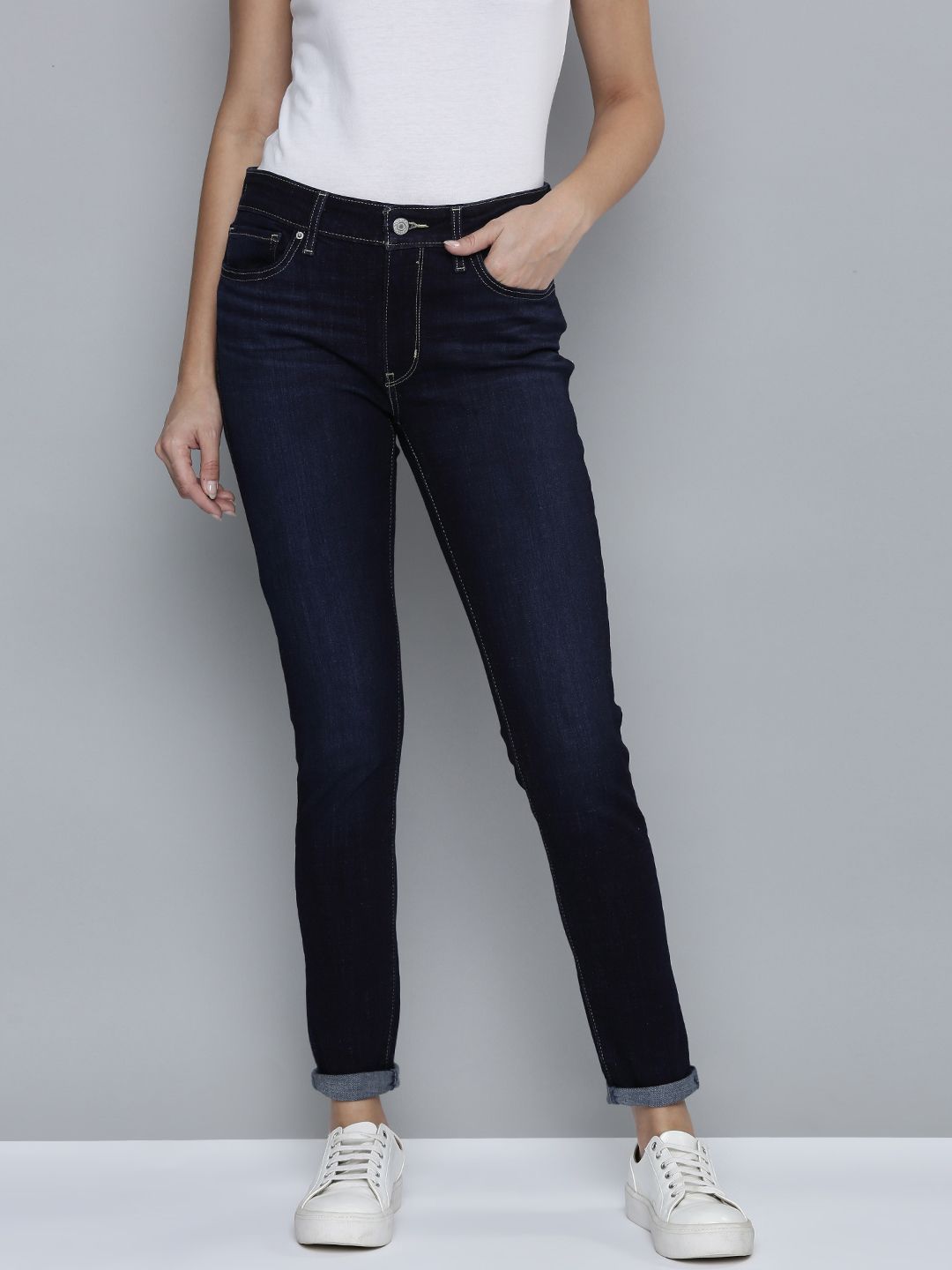 Levis Women Dark Indigo Skinny Fit High-Rise Stretchable Casual Jeans Price in India