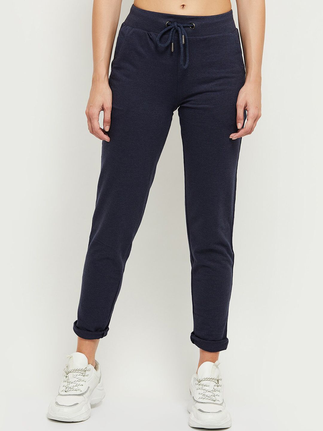 max Women Blue Solid Regular Track Pants Price in India