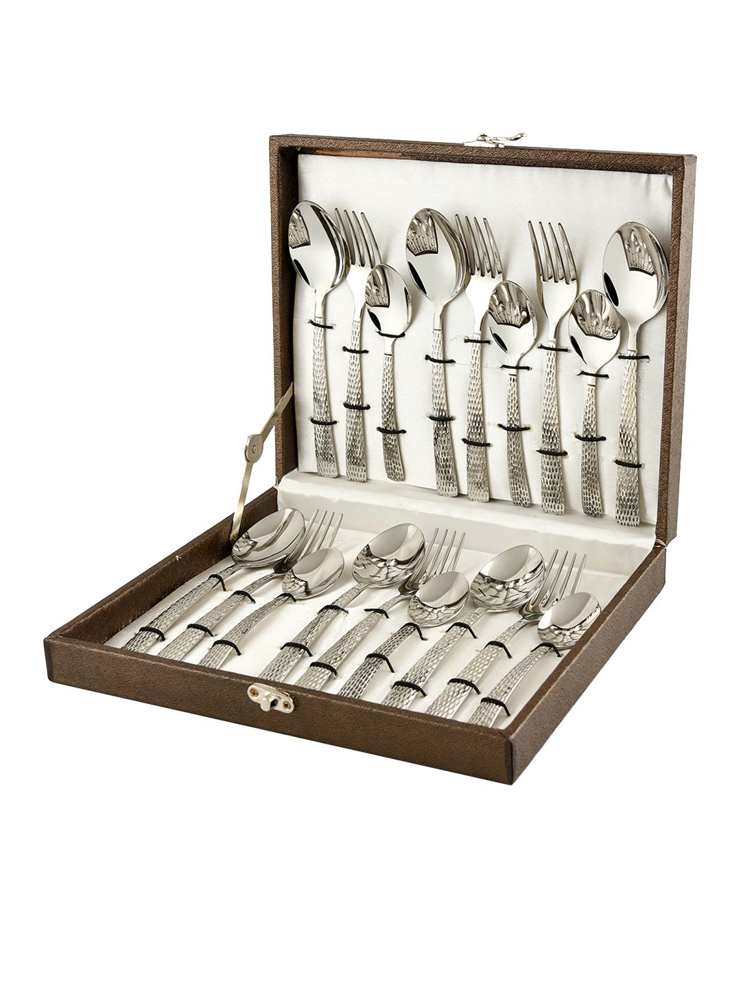 FNS Madrid Hammer Finish 18 Pieces Cutlery Set with Leatherette Box Price in India