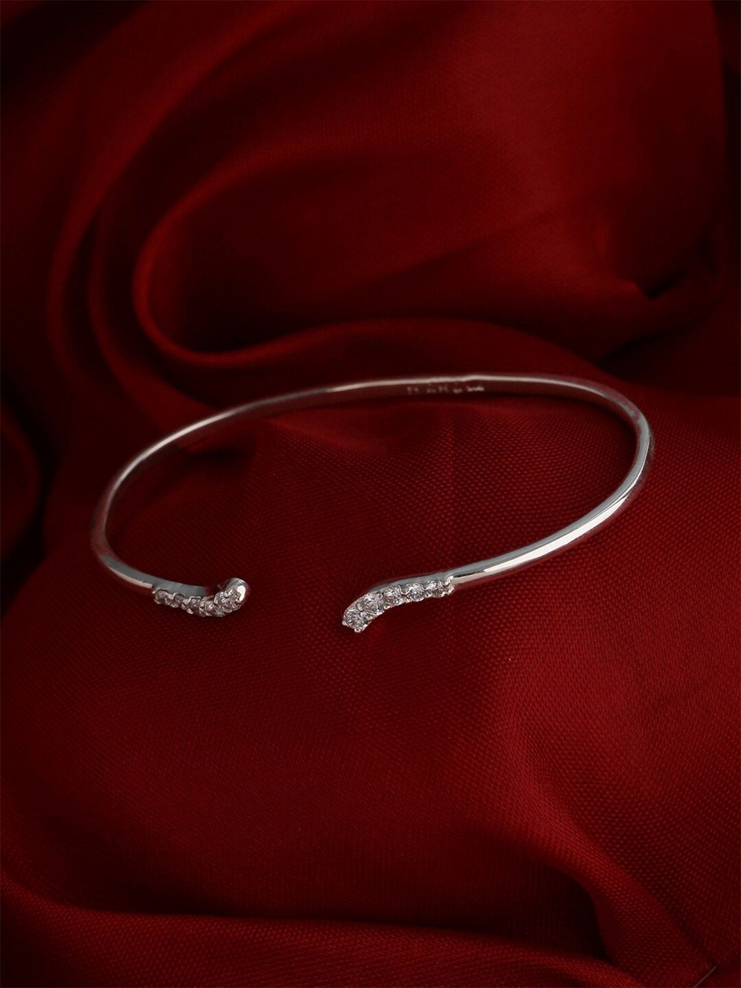 Hiara Jewels Women Sterling Silver Cubic Zirconia Bangle-Style Bracelet Price in India