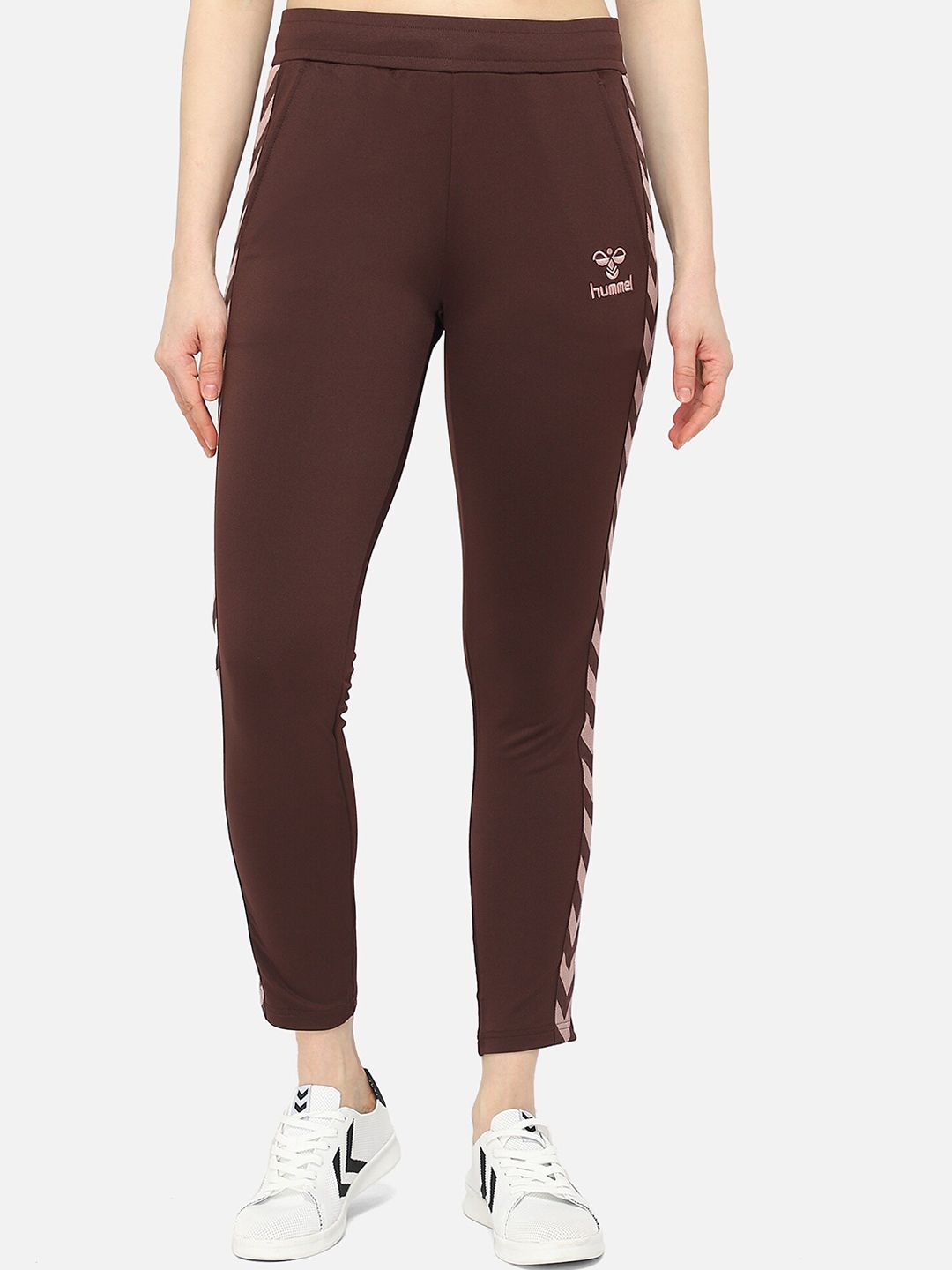 hummel Women Brown Solid Tapered Fit Regular Track Pants Price in India