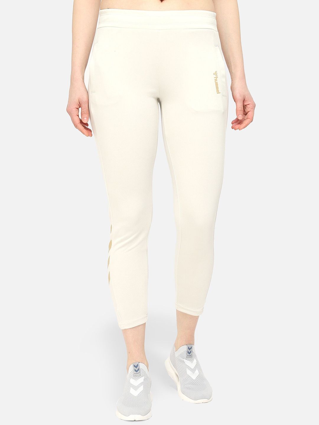 hummel Women White Solid Joggers Price in India