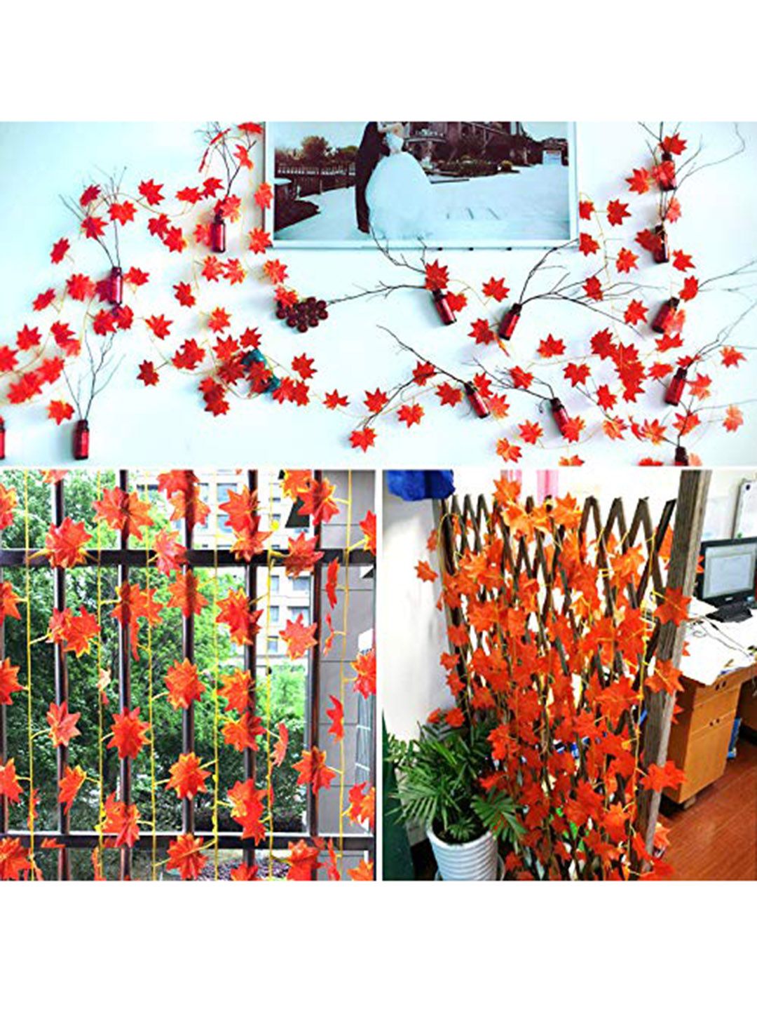 PolliNation Set of 3 Artificial Orange Maple Garland Price in India