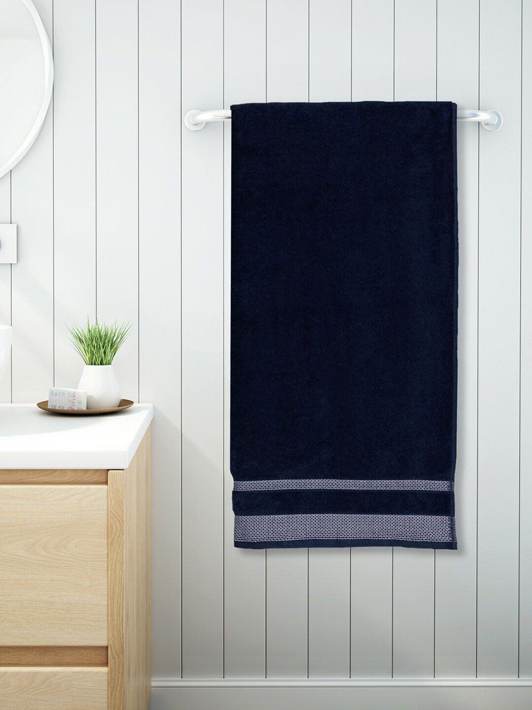 SPACES Blue Solid Cotton 600 GSM Towel Set Price in India
