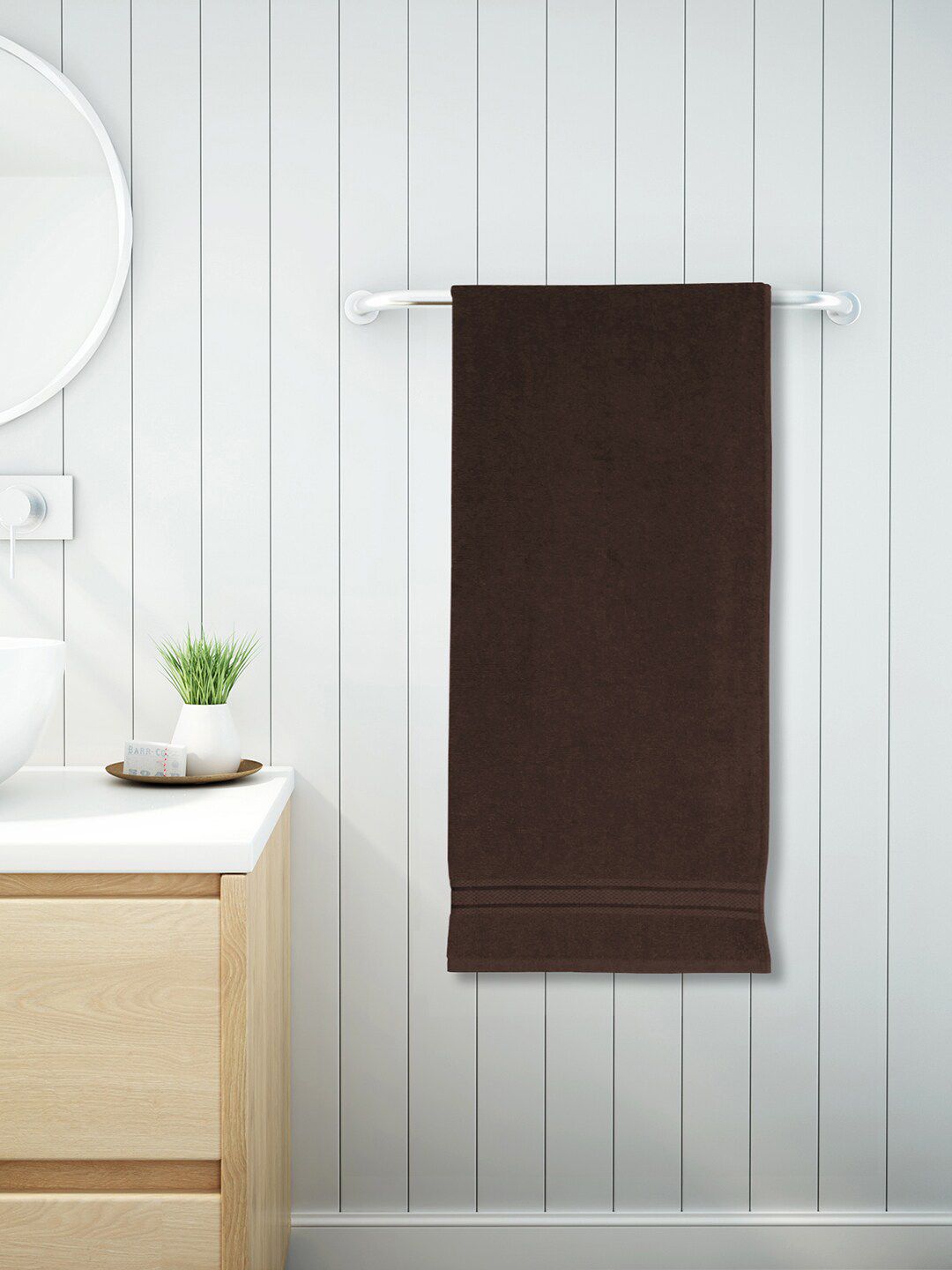 SPACES Brown Solid Pure Cotton 400 GSM Bath Towel Price in India