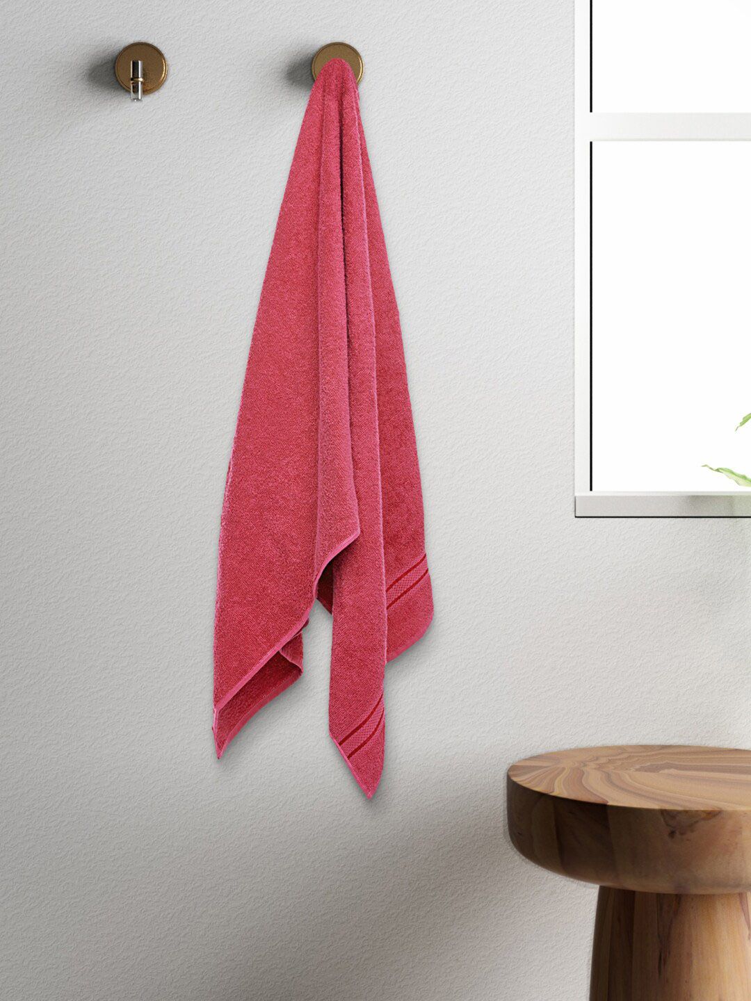SPACES Unisex Rose Solid Pure Cotton 400 GSM Ultra Absorbency Bath Towels