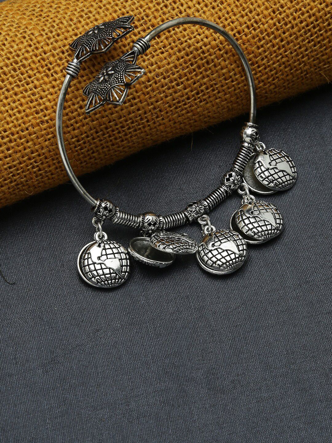 ZeroKaata Women Silver-Plated German Silver Oxidised Wraparound Bracelet Price in India